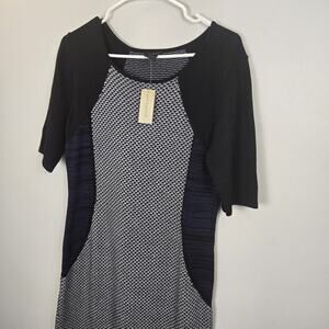 Ann Taylor MED Color Block Birdseye Rich Knit Wiggle Dress Sexy Sport NWT MOTO